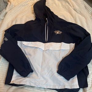 Navy and White Hooded UNH Wildcats Windbreaker/Raincoat